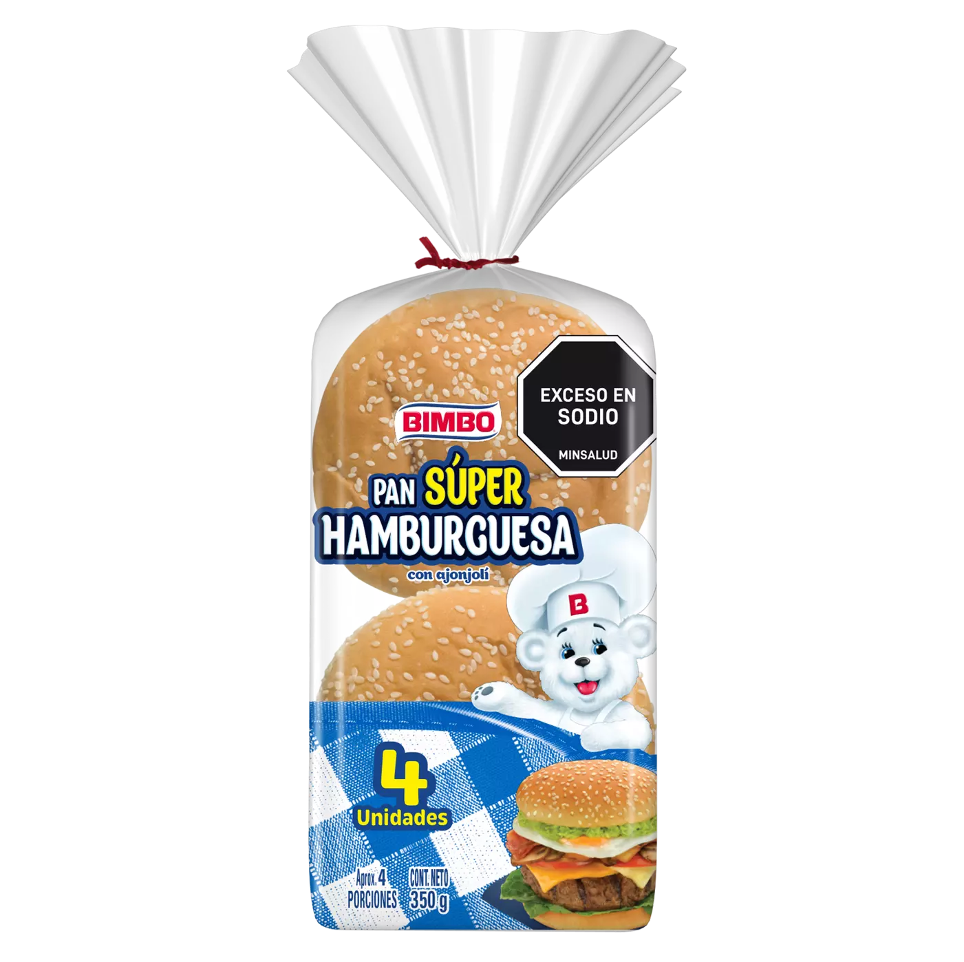 Pan super hamburguesa frente